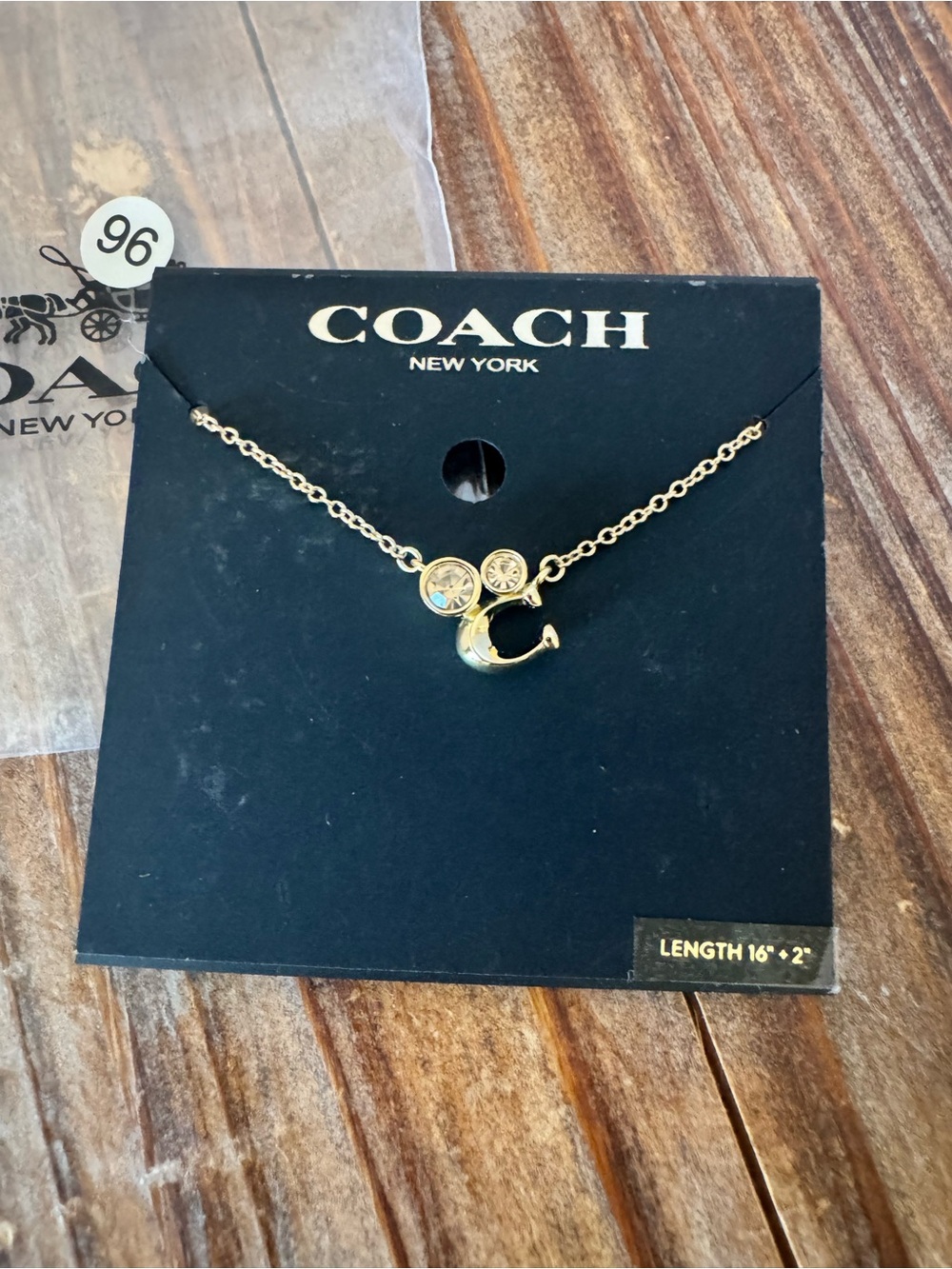 COACH Gold Signature crystal cluster Necklace NWOT - Picture 4 of 12